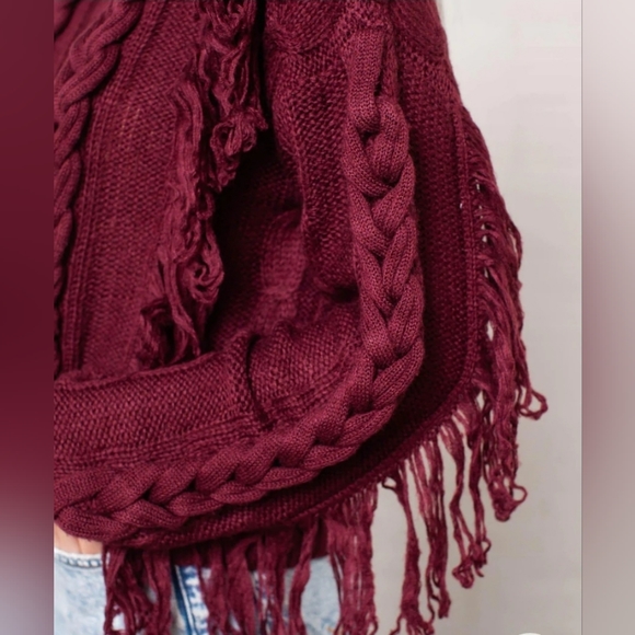 525 America Hand Braided Cable Fringe Top Persimmon Size XS - Picture 2 of 10